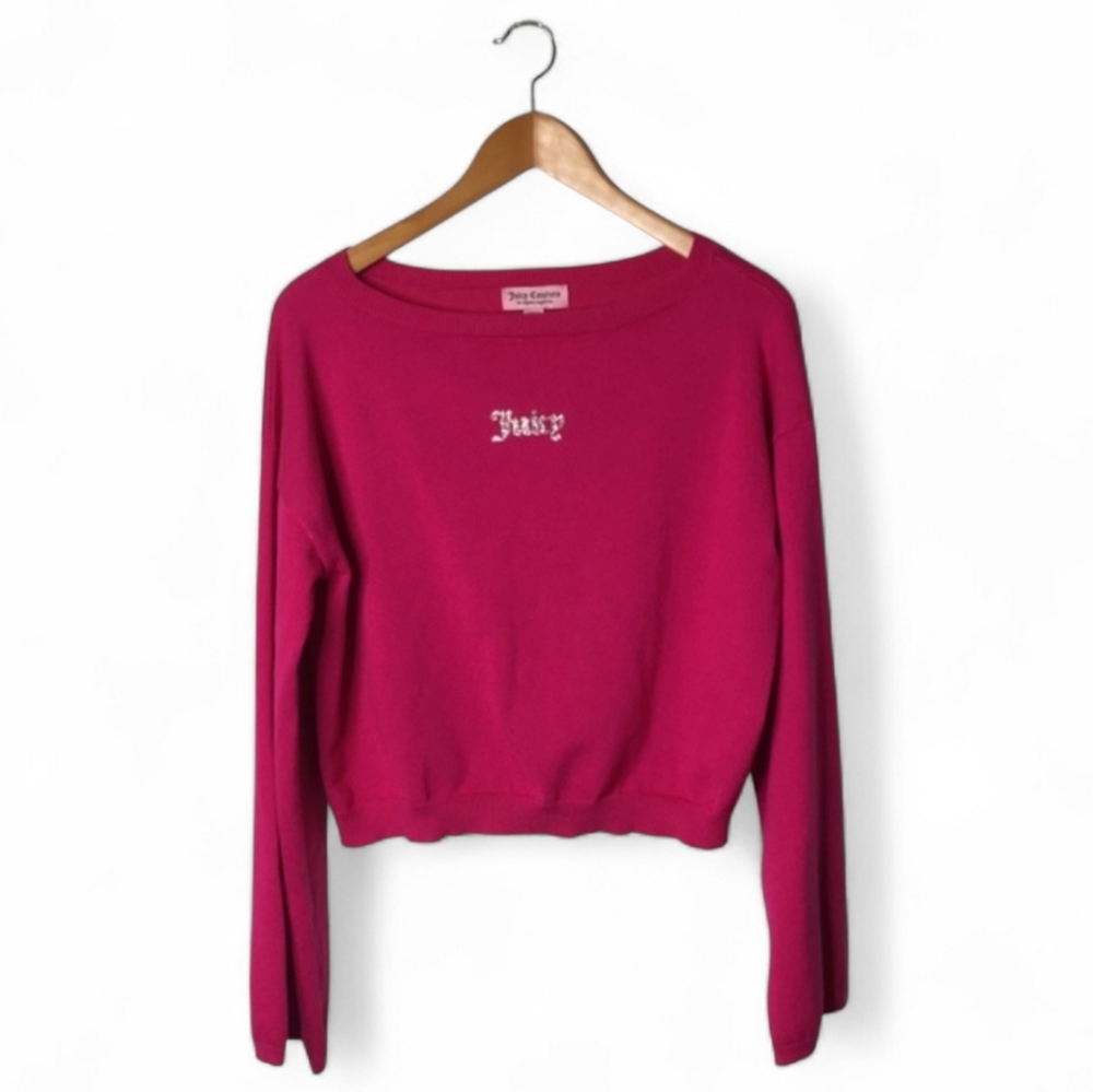 Y2K Juicy Couture Hot Pink Crewneck Sweater Size M